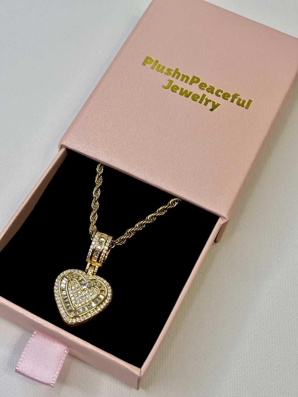 Dainty Gold Heart Necklace – Pavé CZ Heart Pendant (Stainless Steel)