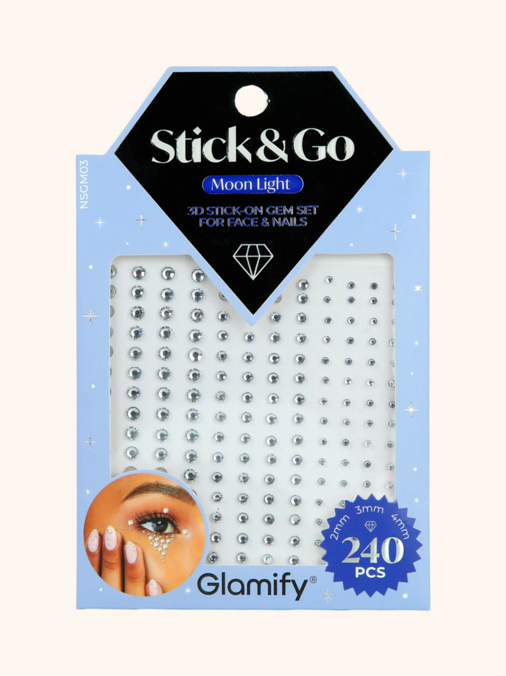 Stick & Go 3D Face & Nail Gems – Stick-On Rhinestone Set