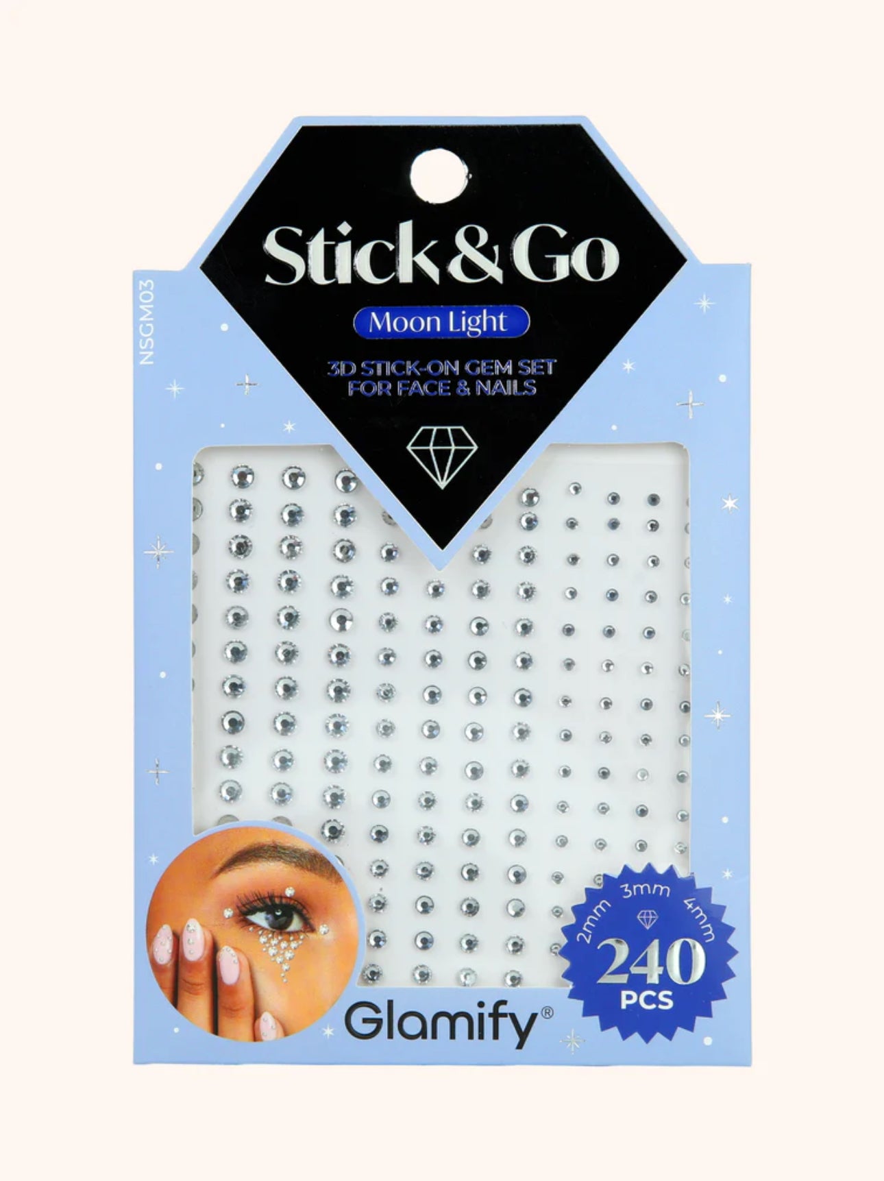 Stick & Go 3D Face & Nail Gems – Stick-On Rhinestone Set
