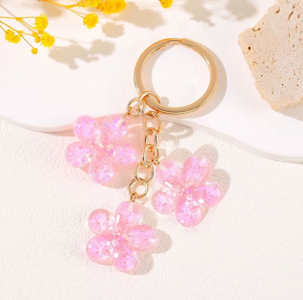 Glitter Resin Flower Keychain - Y2K Bag Charm & Key Accessory