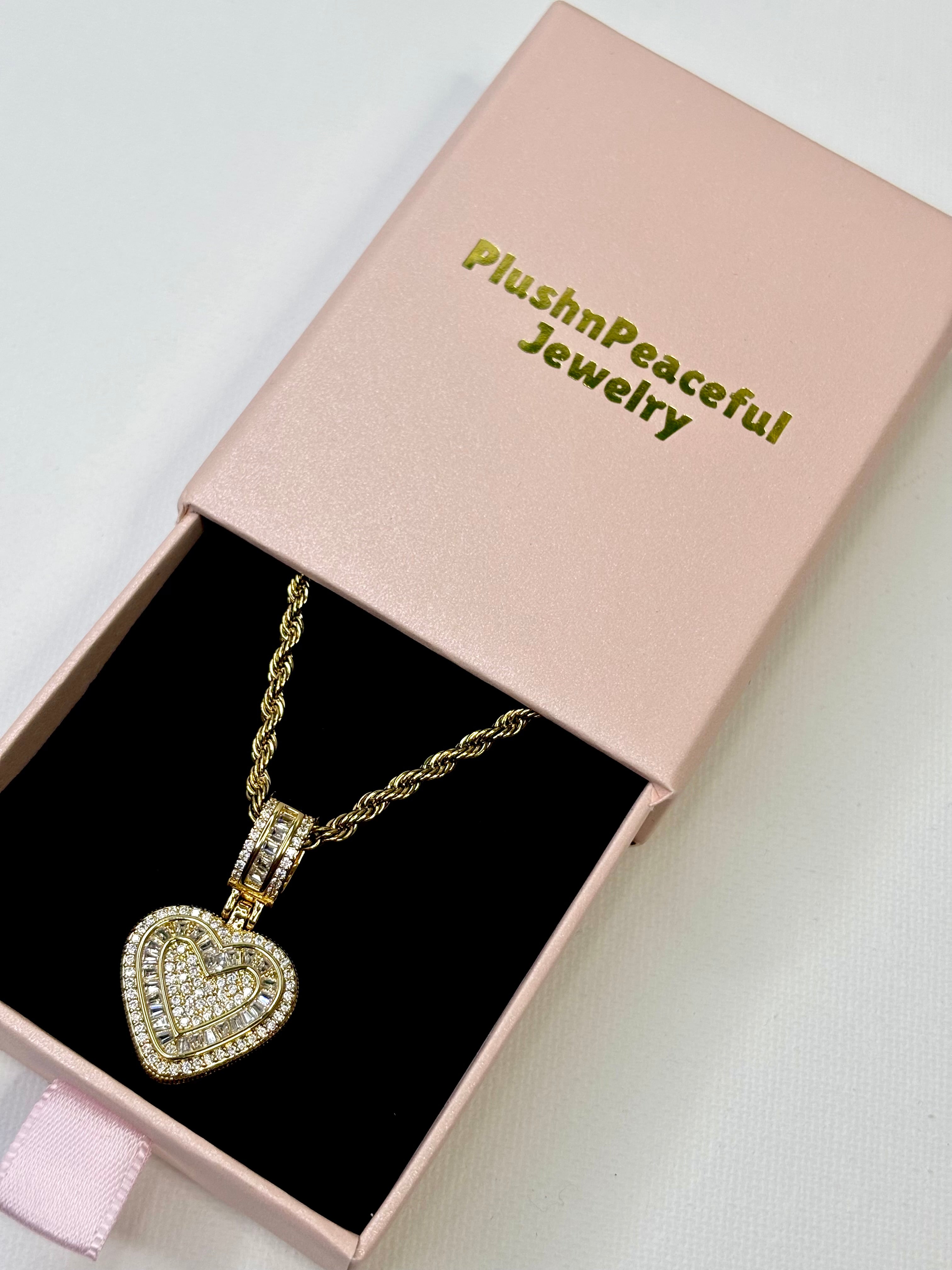Dainty Gold Heart Necklace – Pavé CZ Heart Pendant (Stainless Steel)