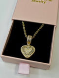 Dainty Gold Heart Necklace – Pavé CZ Heart Pendant (Stainless Steel)