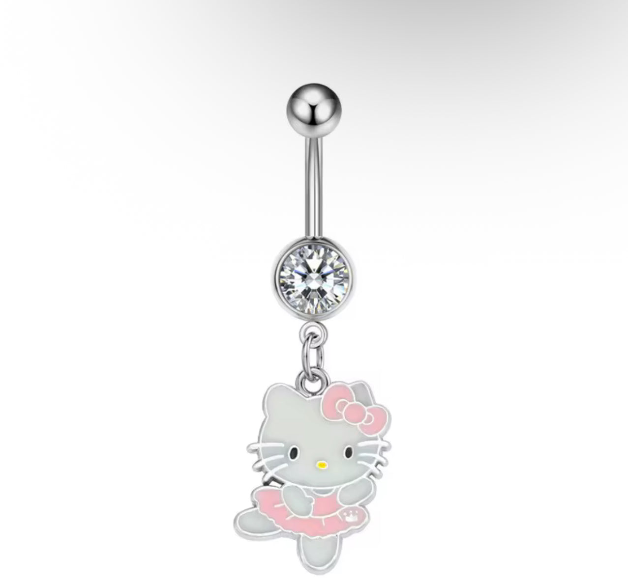Stainless Steel Cute Cat Dangle Belly Ring Kawaii Jewelry