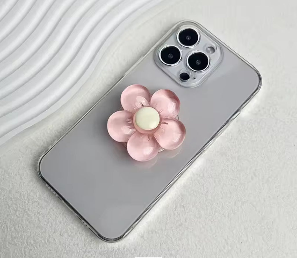 Resin Candy Color Flower Phone Stand Retractable Phone Grip