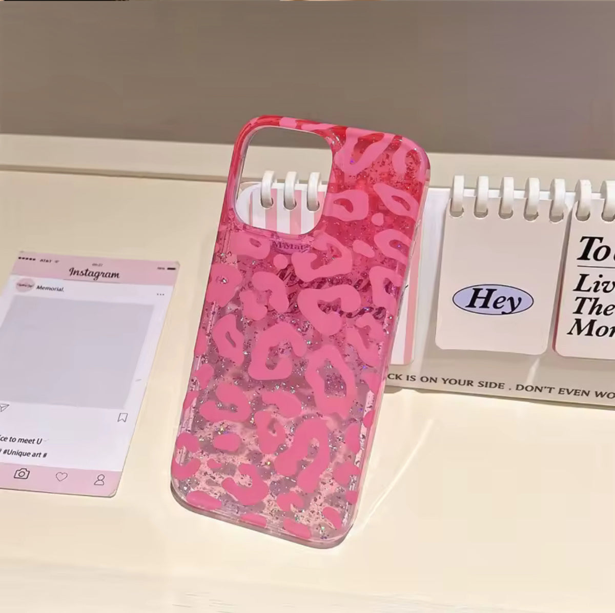 Glitter Brown/Pink Leopard Print Phone Case – Double Layer Sparkle iPhone Case