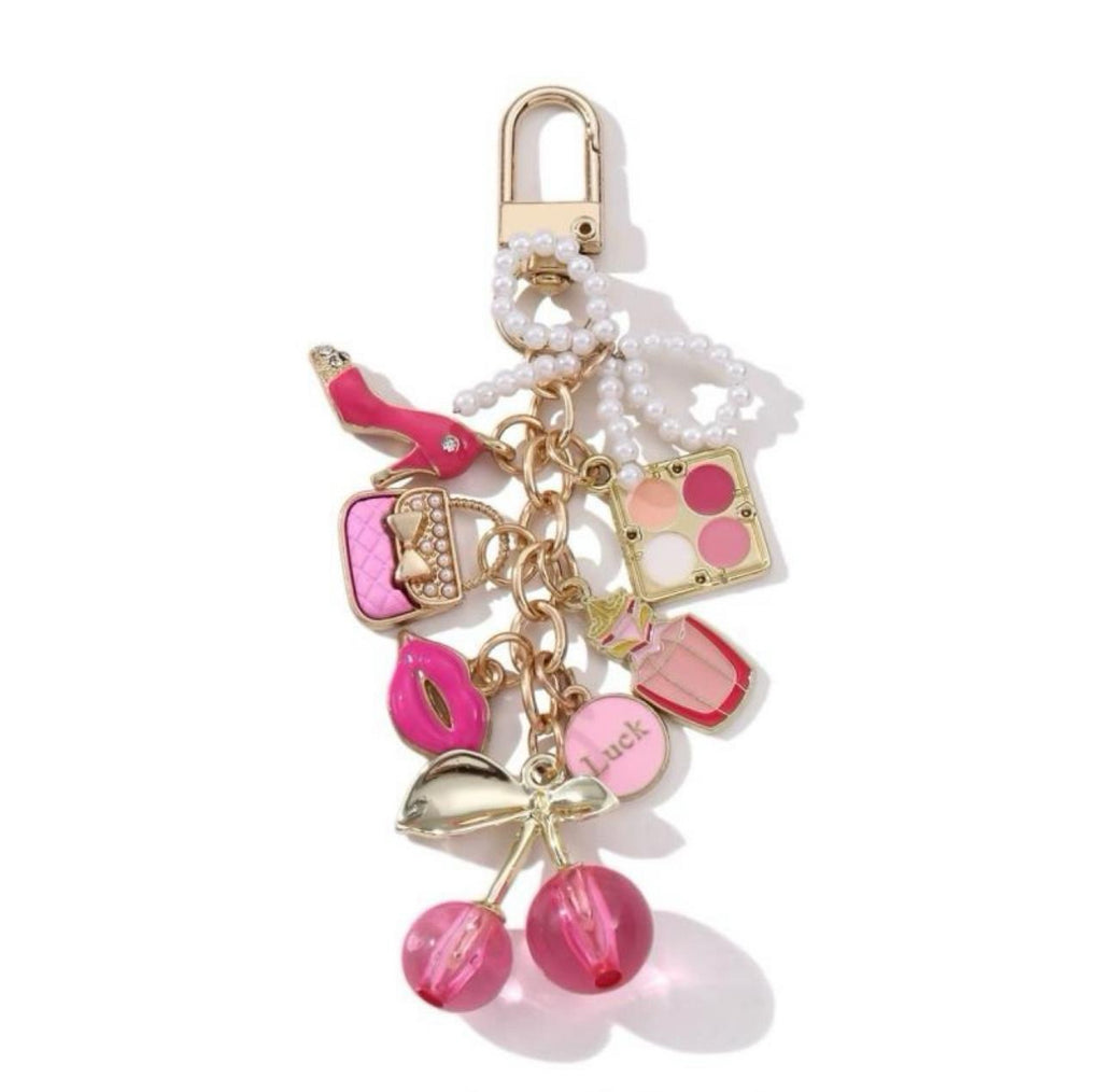 That Girl Charm Cluster Keychain — Pink Girly Essentials