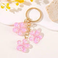 Glitter Flower Keychain Y2K Kawaii Bag Charm -- Resin Daisy Star Confetti Keyring, Cute Aesthetic Purse Accessory Coquette Gift for Her