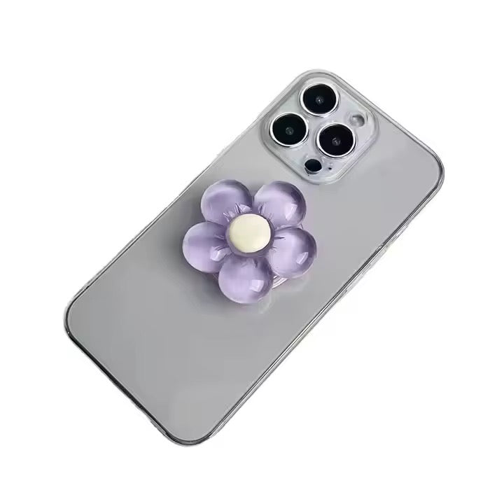 Resin Candy Color Flower Phone Stand Retractable Phone Grip