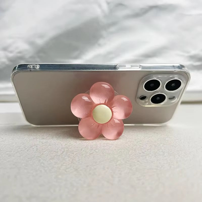 Resin Candy Color Flower Phone Stand Retractable Phone Grip