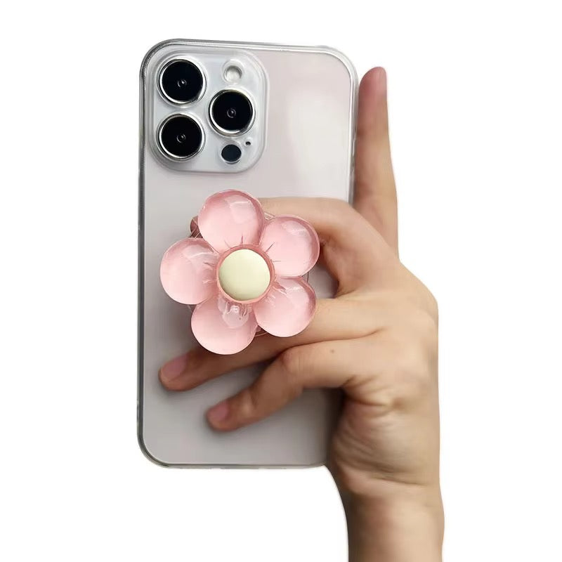 Resin Candy Color Flower Phone Stand Retractable Phone Grip