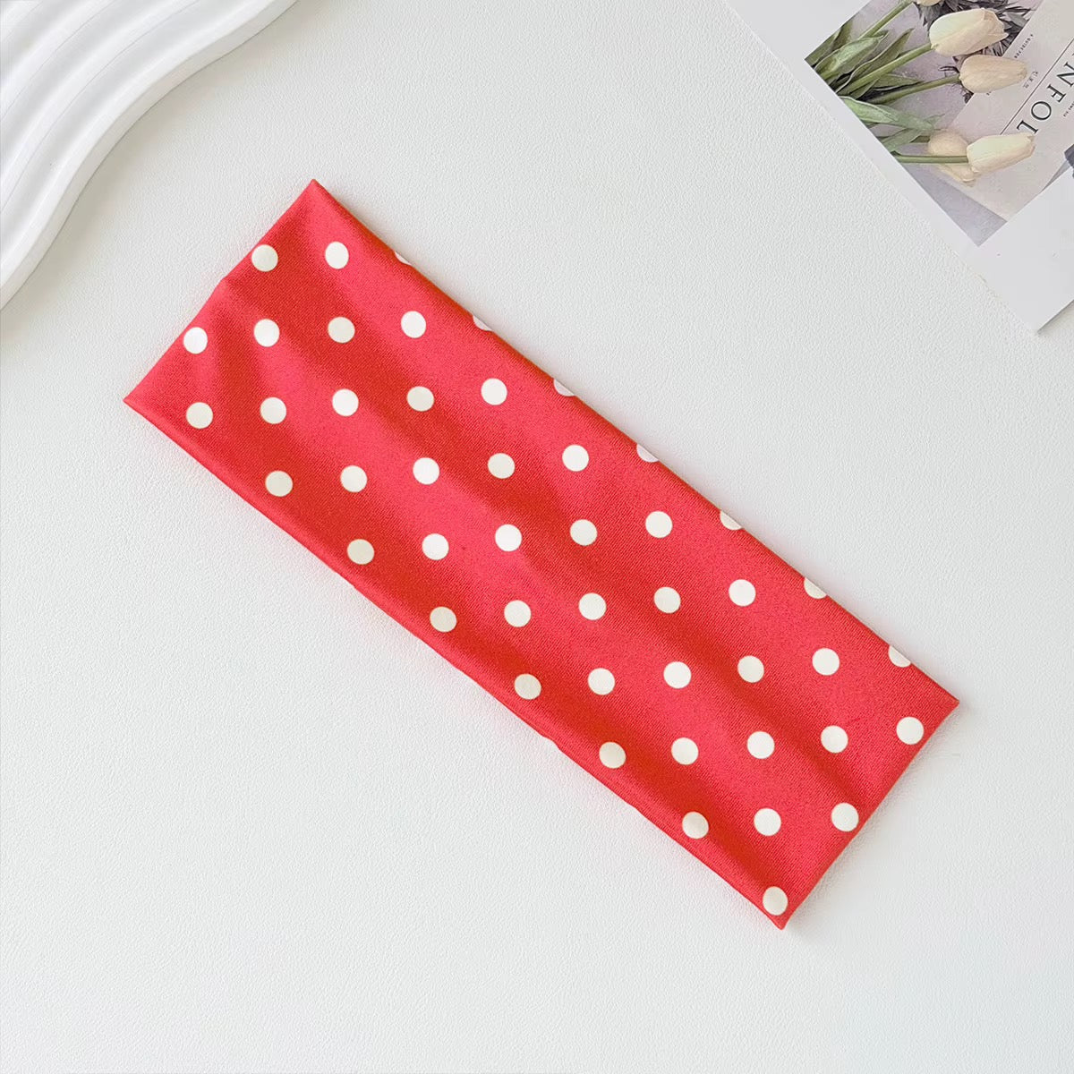 Polka Dot Non Slip Elastic Wide Yoga Headbands