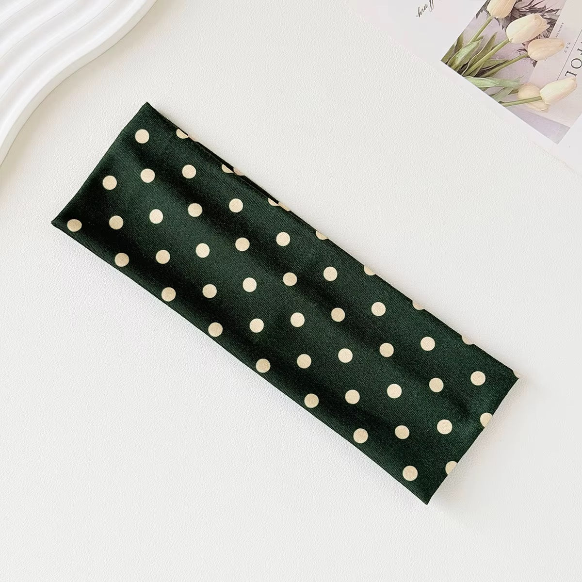 Polka Dot Non Slip Elastic Wide Yoga Headbands