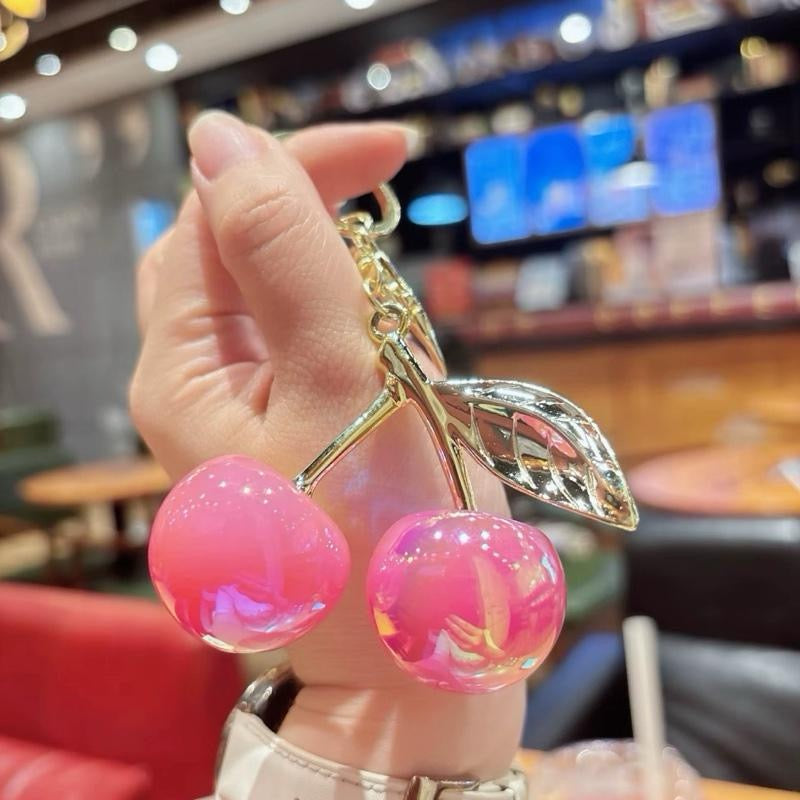 Iridescent Cherry Keychain – Y2K Iridescent Bag Charm