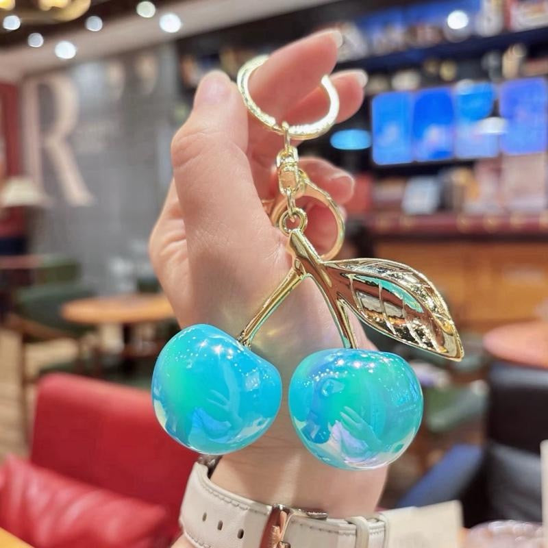 Iridescent Cherry Keychain – Y2K Iridescent Bag Charm