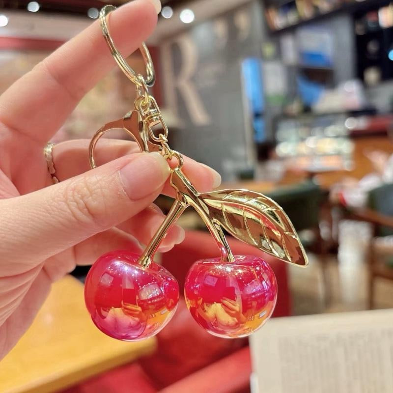 Iridescent Cherry Keychain – Y2K Iridescent Bag Charm