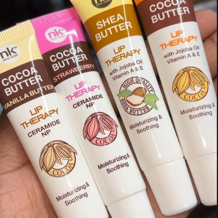 NK New York Cocoa Butter Lip Therapy Moisturizing Lip Balm – Vanilla, Strawberry, Shea Butter & Cocoa Butter