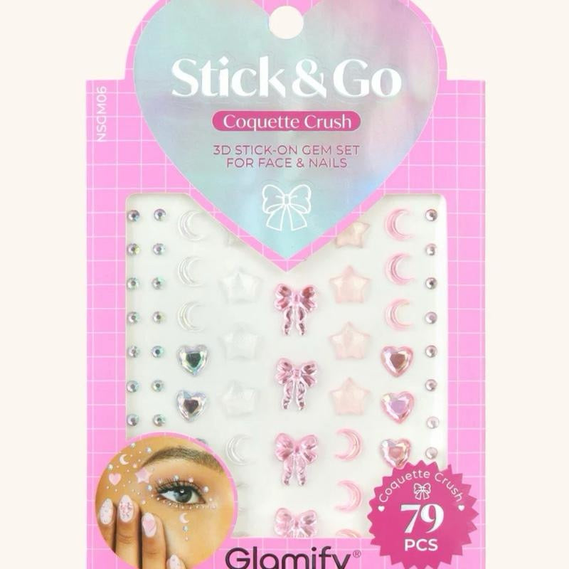 k & Go 3D Stick-On Gem Set – Self-Adhesive Face & Nail Gems & Pearls | Festival Jewels, Rhinestone Stickers, Glitter Cosmetics