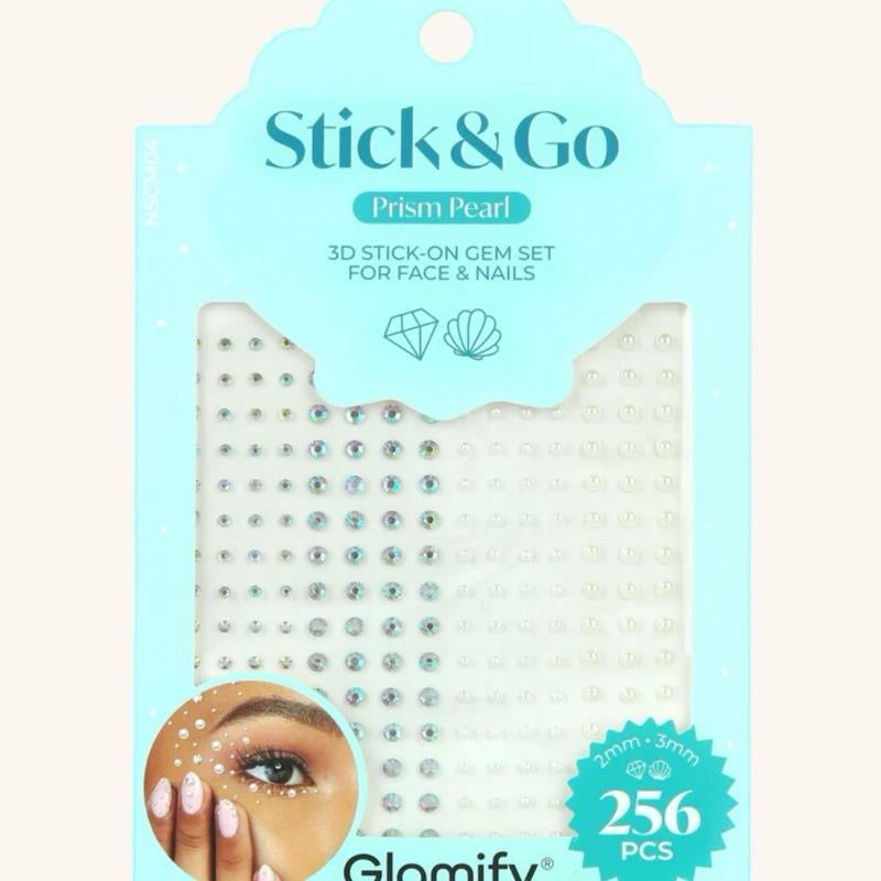 k & Go 3D Stick-On Gem Set – Self-Adhesive Face & Nail Gems & Pearls | Festival Jewels, Rhinestone Stickers, Glitter Cosmetics