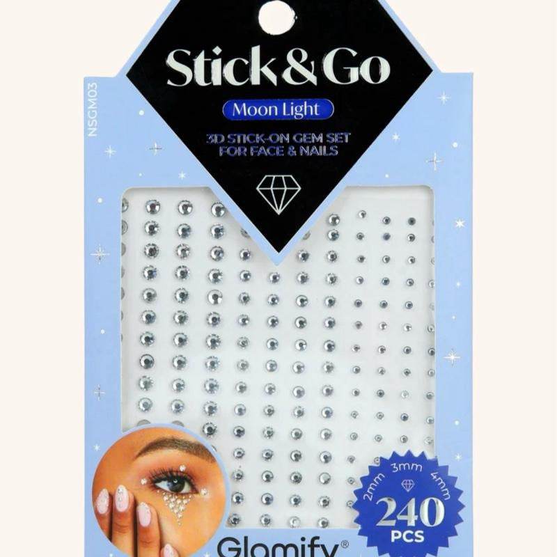 k & Go 3D Stick-On Gem Set – Self-Adhesive Face & Nail Gems & Pearls | Festival Jewels, Rhinestone Stickers, Glitter Cosmetics